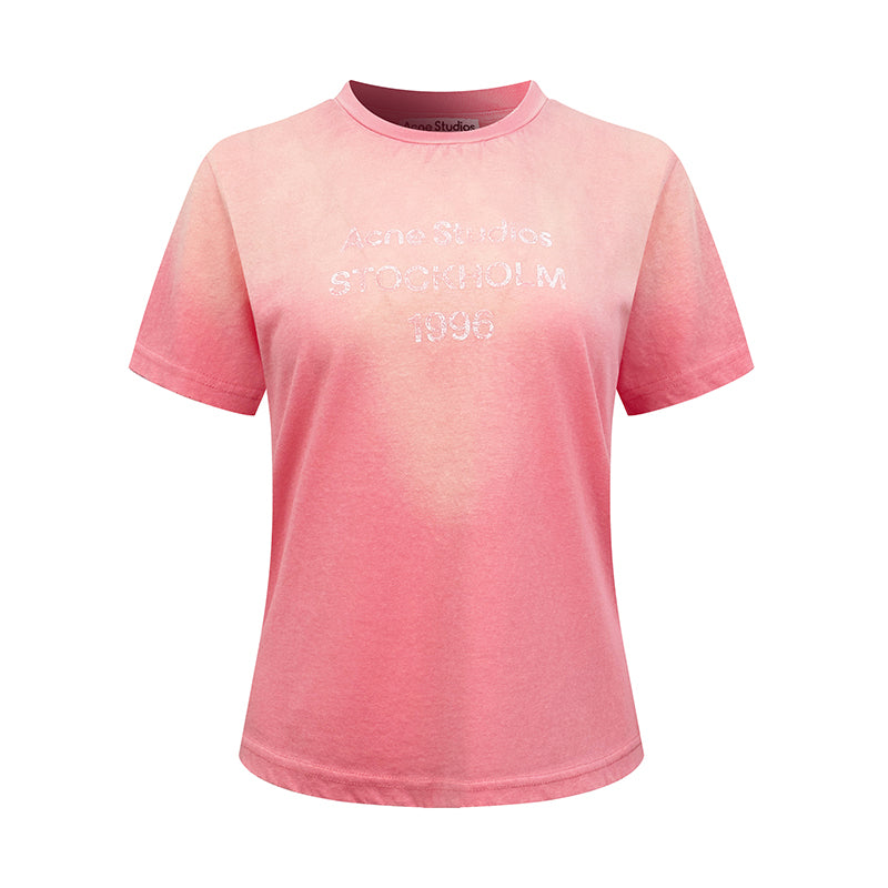 2026 Women’s Acn Short-Sleeved T-Shirt with Screen-Printed Distressed Logo (FF731)