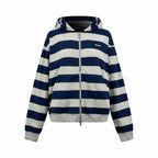 2026 Women's MM Logo Striped Hooded Coat (DD155)