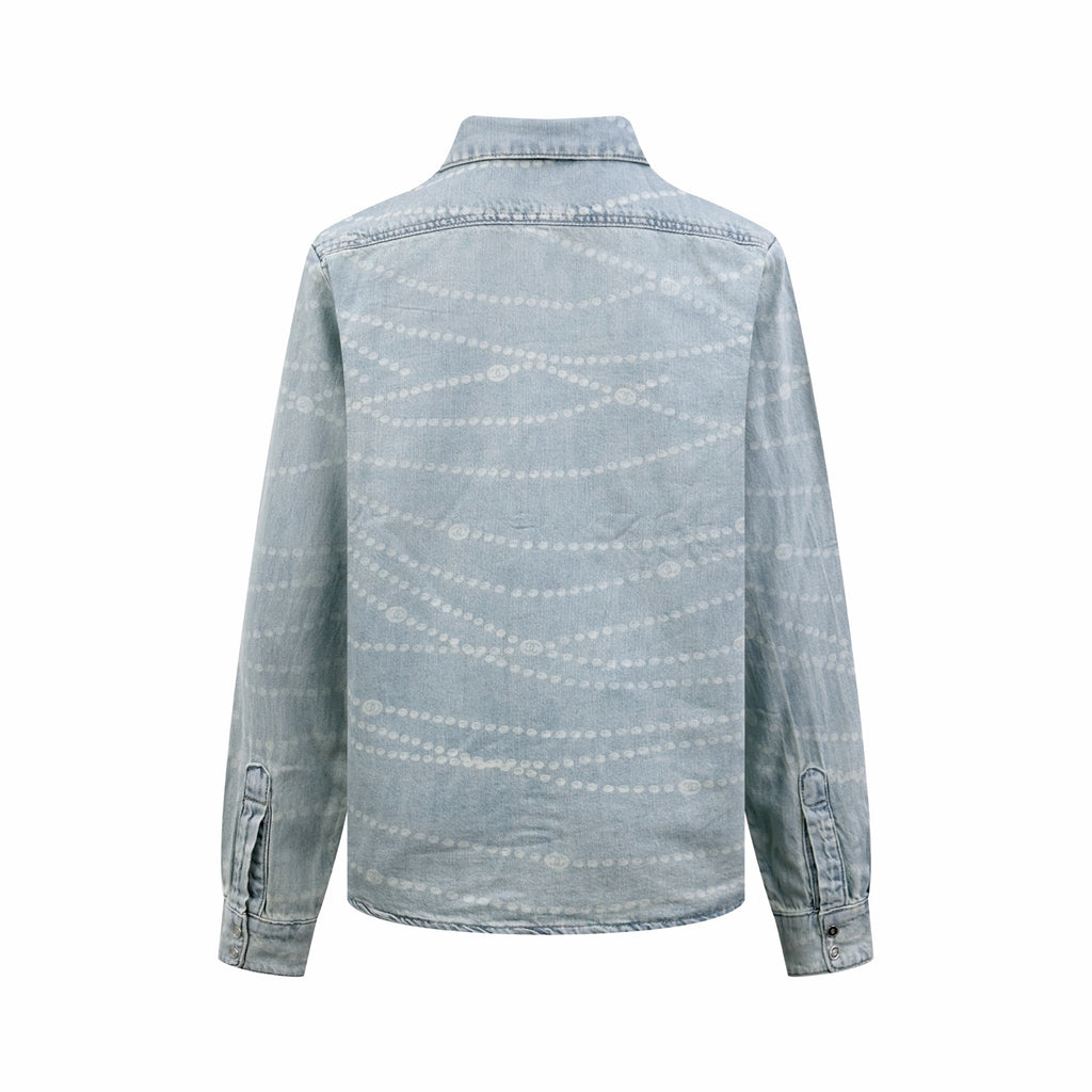 2026 Women's CC Logo Washed Denim Pearl Shirt (FF805)