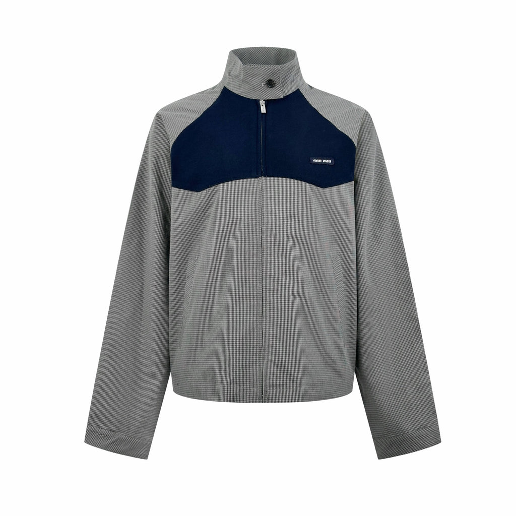2026 Women's MM Logo Check Pattern Zip-Up Coat (FF797)
