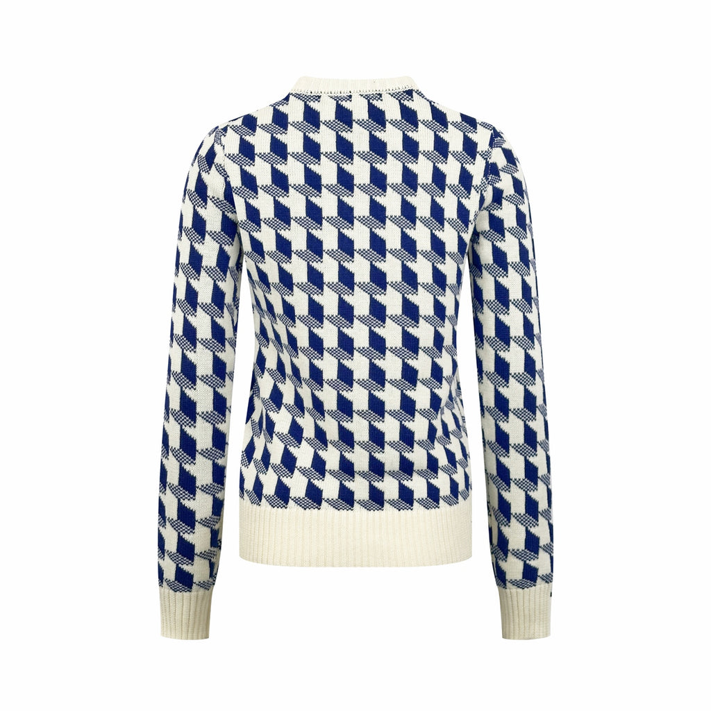 2026 Women's CD Butterfly Knot Peacock Pattern Plaid Sweater (DD144)