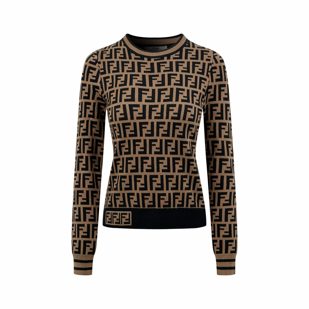 2026 Women's FF Full-Print Round-neck Sweater (DD170)