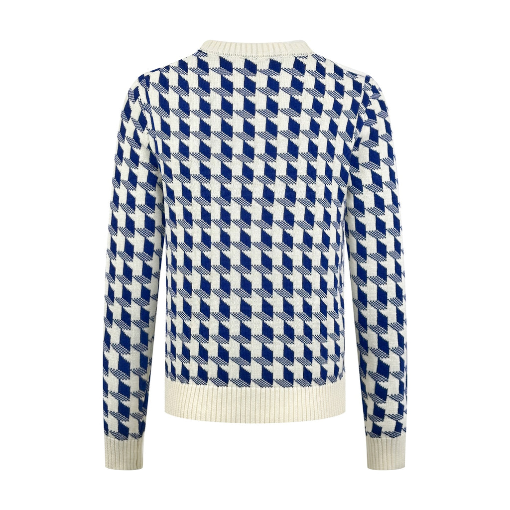 2026 New Style CD Embroidered Peacock Pattern Plaid Knitted Sweater (AA640-B40)