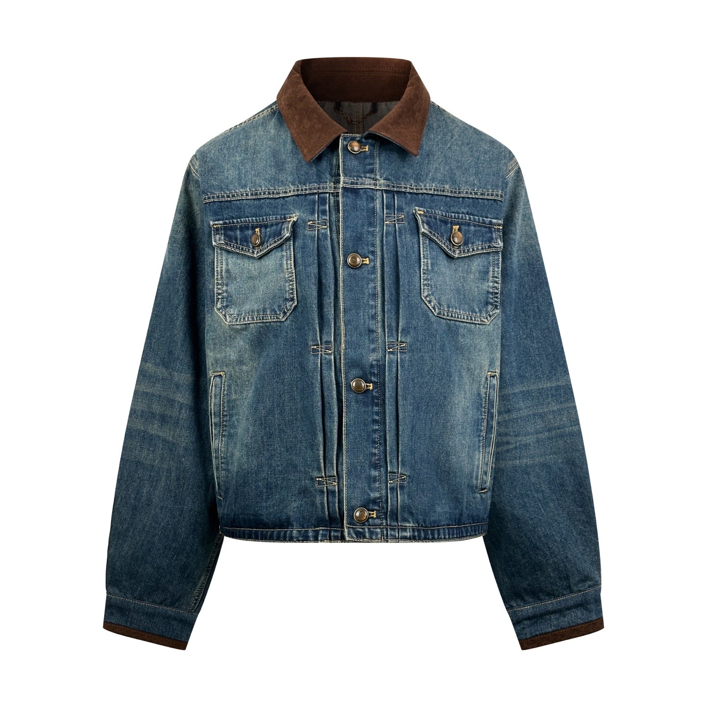 2026 New Model LY Leather Detail Denim Jacket (BB872-C25)