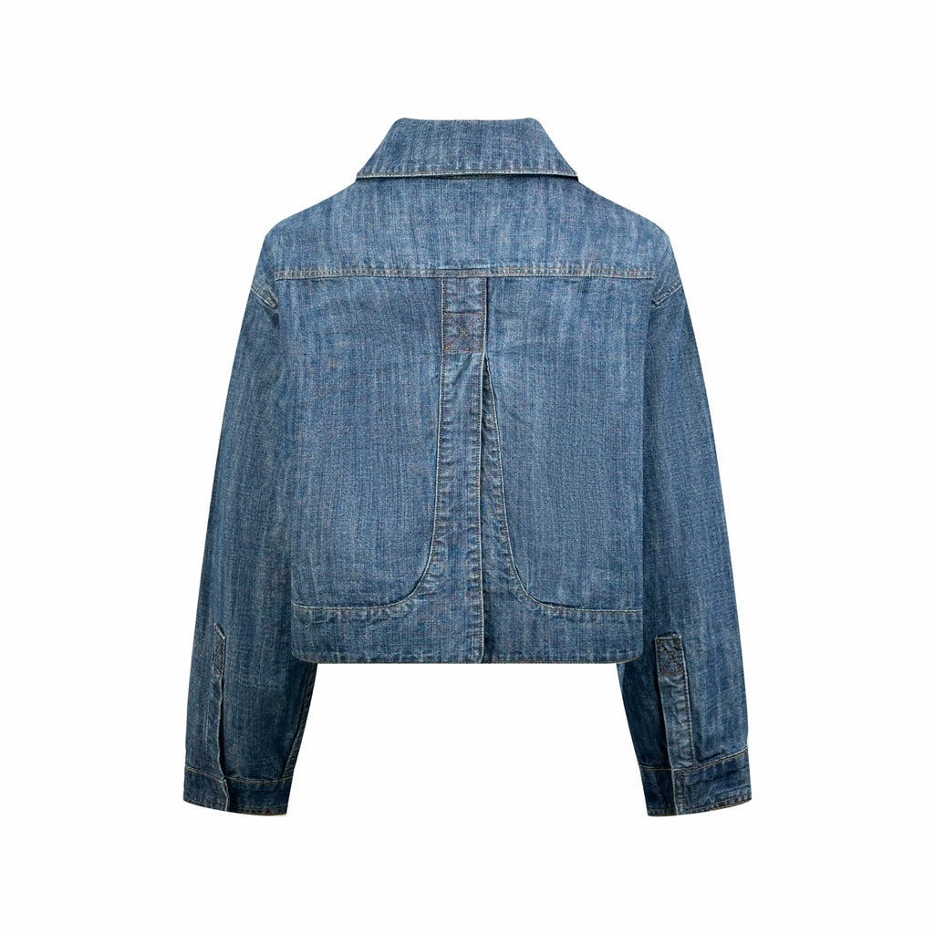 2026 Women's FF Leather Patch Denim Jacket (EE436)