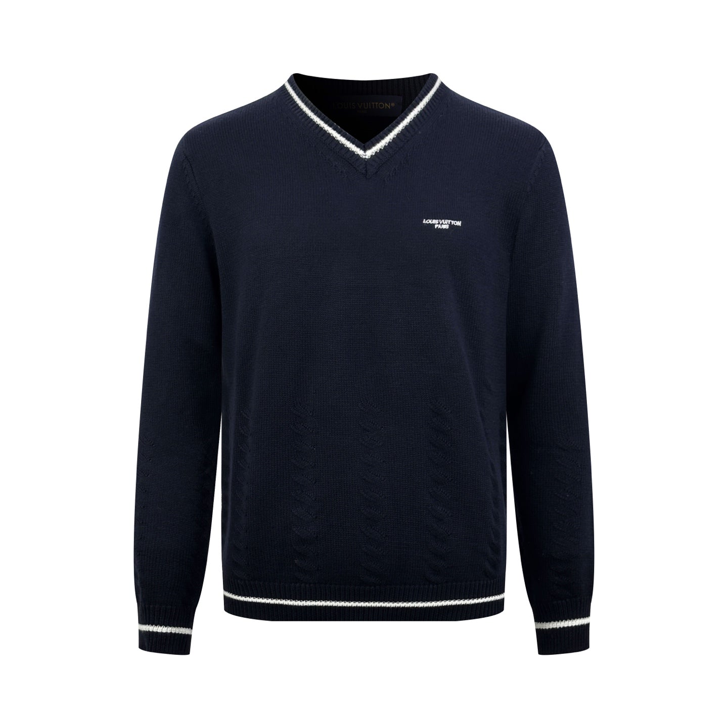 2026 New Model LY Embroidered Twisted Knit V-Neck Sweater (AA675-B25)