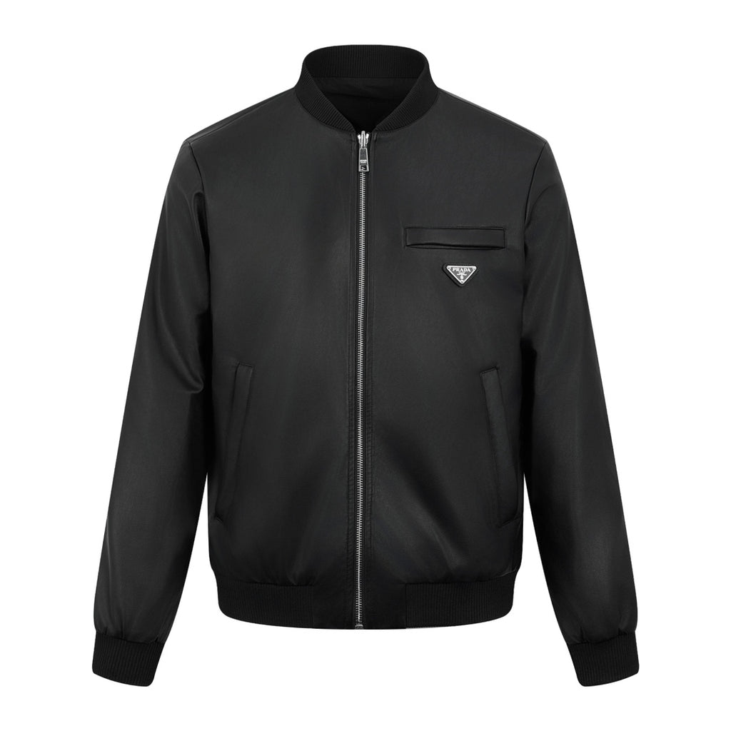 2026 New Model Triangle Brand Two-Sided Wear Leather Plain Weave Jacket (25288-D10)