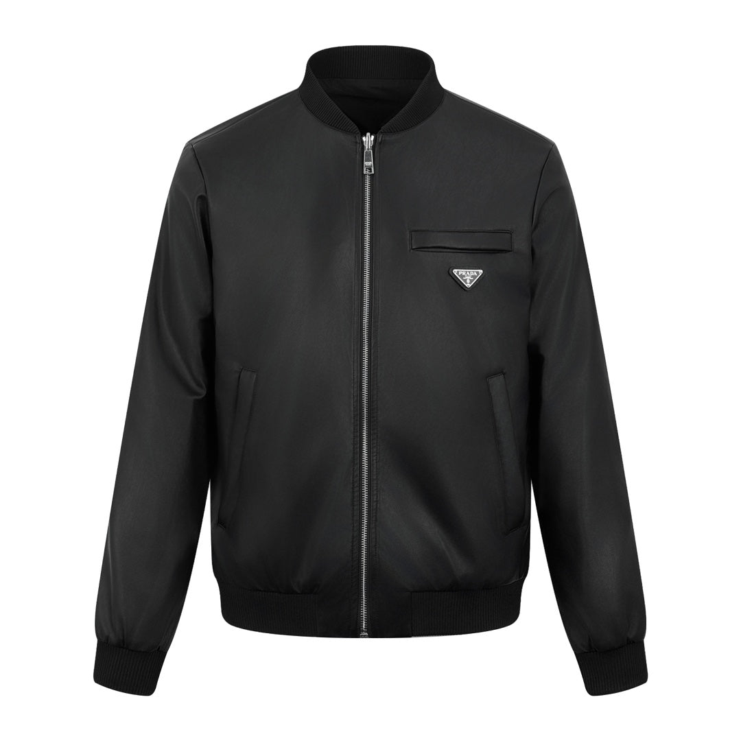 2026 New Model Triangle Brand Two-Sided Wear Leather Plain Weave Jacket (25288-D10)