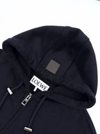 2026 New Style Way Leather Label Hooded Long Coat (25393-D40)