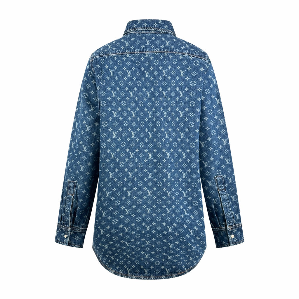 2026 Women's LY Label Full Print Denim Shirt (EE448)