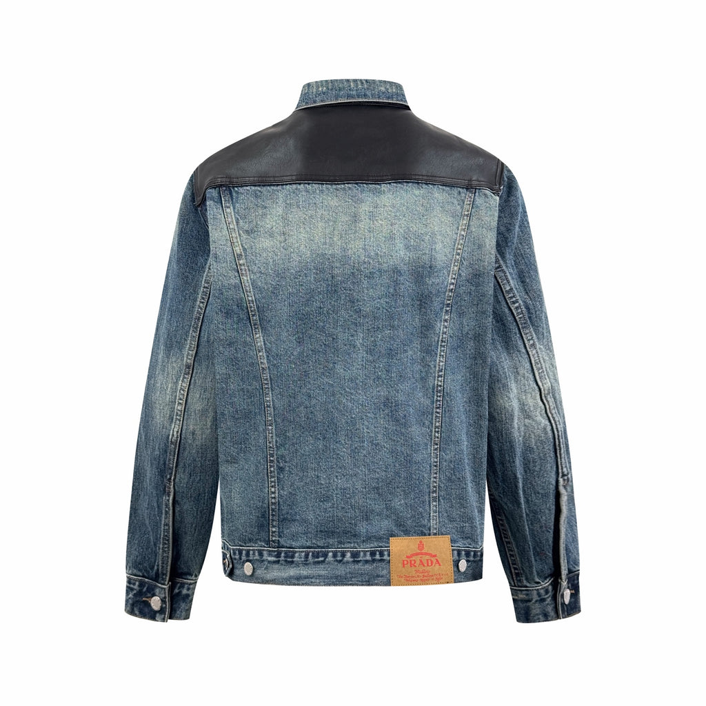2026 New Model Triangle Brand Leather Denim Jacket (25278-C65)