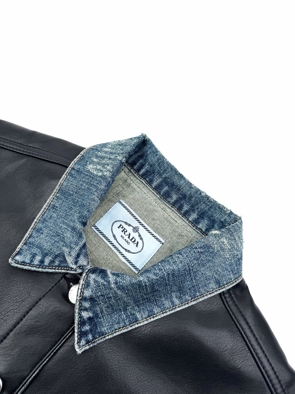 2026 New Model Triangle Brand Leather Denim Jacket (25278-C65)