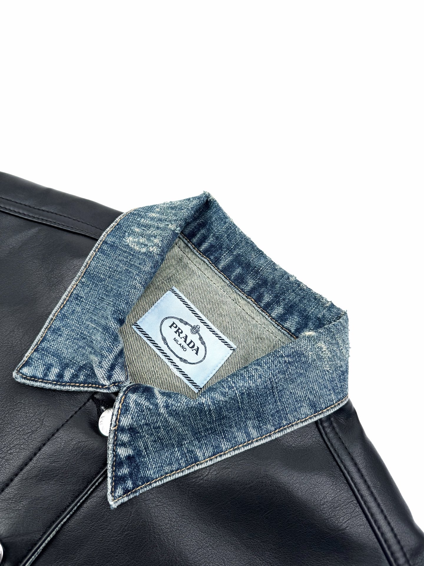 2026 New Model Triangle Brand Leather Denim Jacket (25278-C65)
