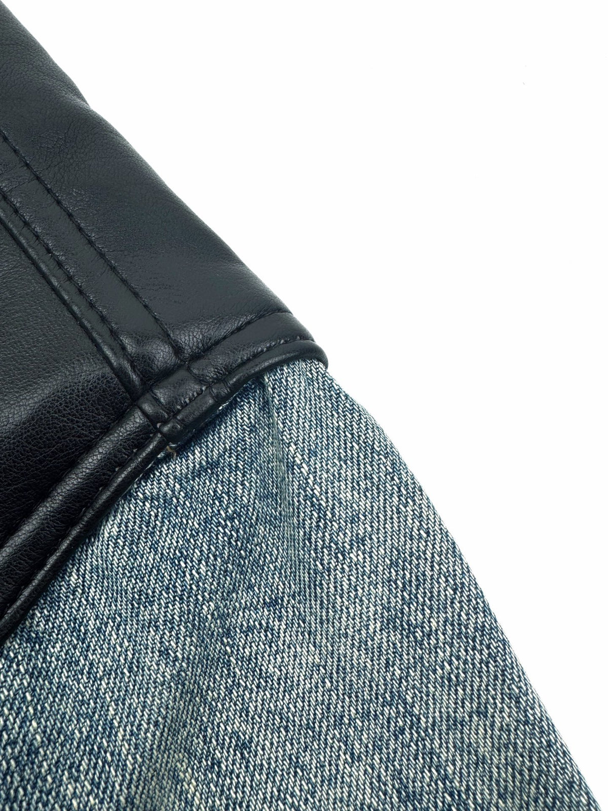 2026 New Model Triangle Brand Leather Denim Jacket (25278-C65)