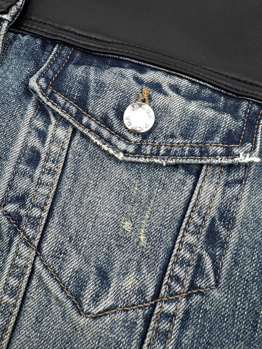 2026 New Model Triangle Brand Leather Denim Jacket (25278-C65)