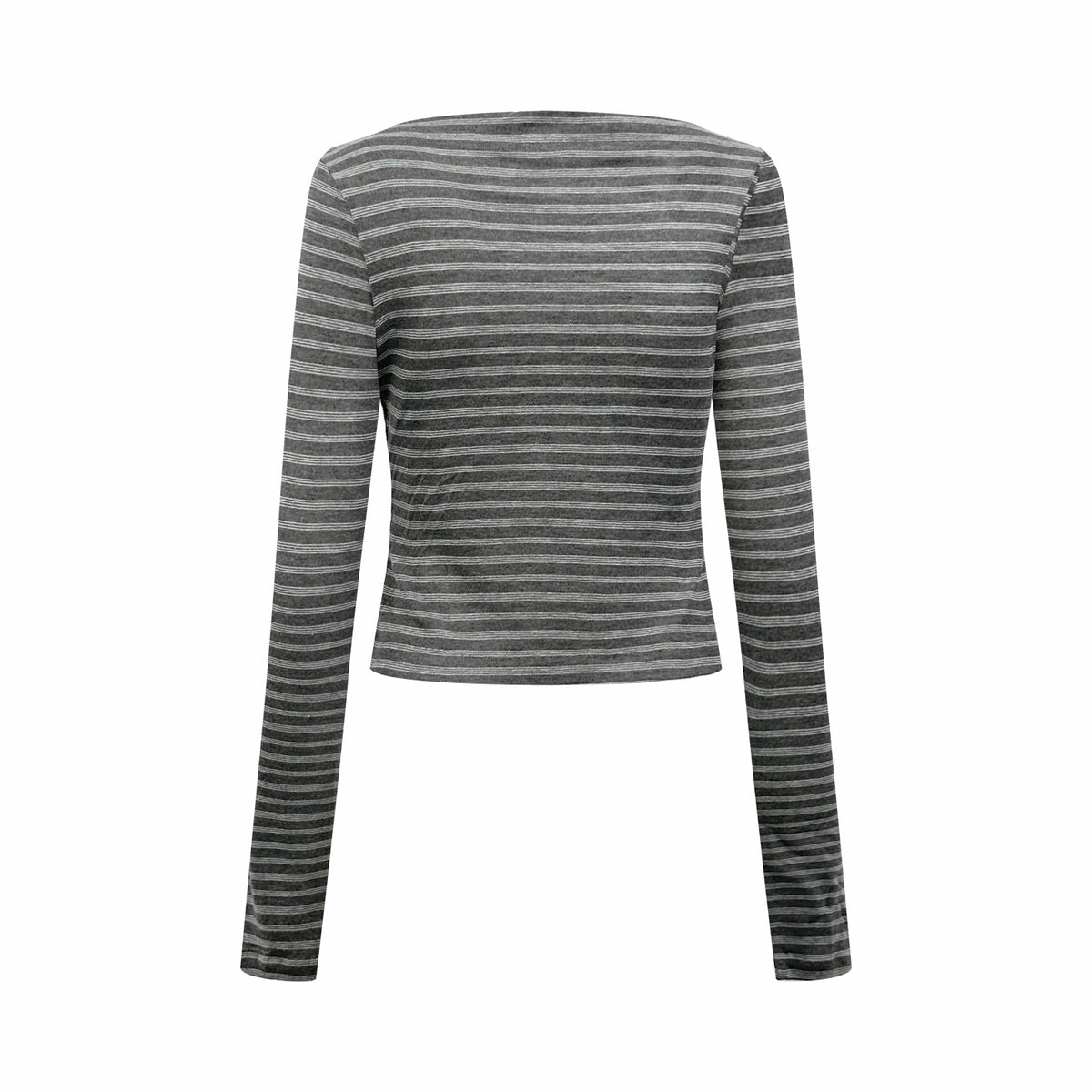 2026 Women's MM Logo Striped Boat-neck Long-Sleeved Shirt (FF827)