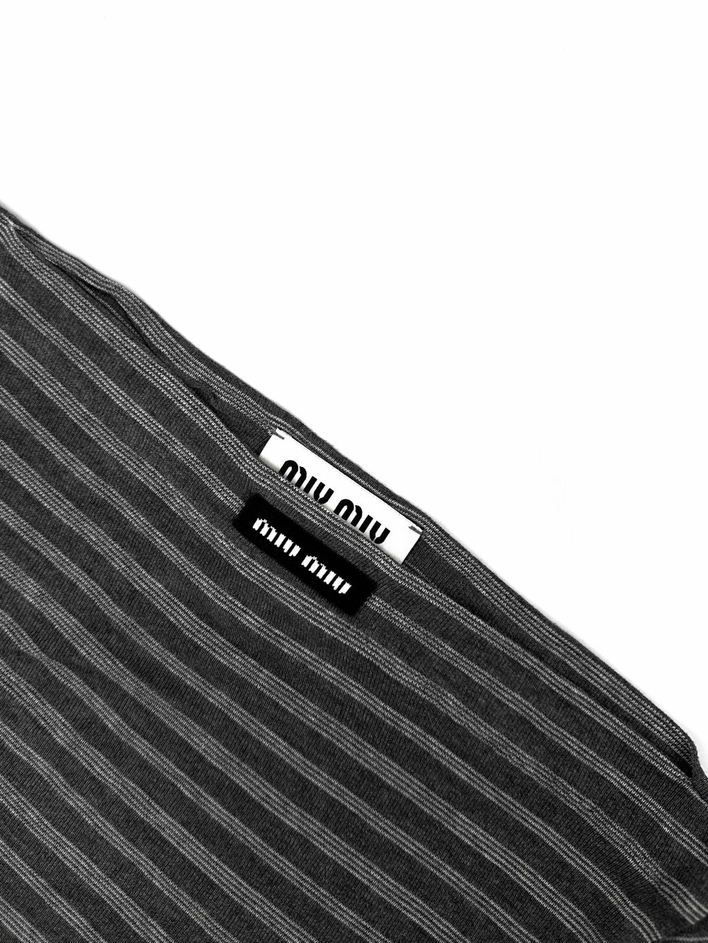 2026 Women's MM Logo Striped Boat-neck Long-Sleeved Shirt (FF827)