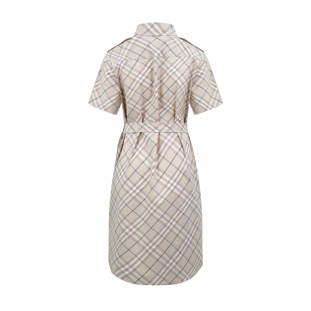 2026 Women's BBR Embroidered Checkered Shirt-style Dress (DD180)