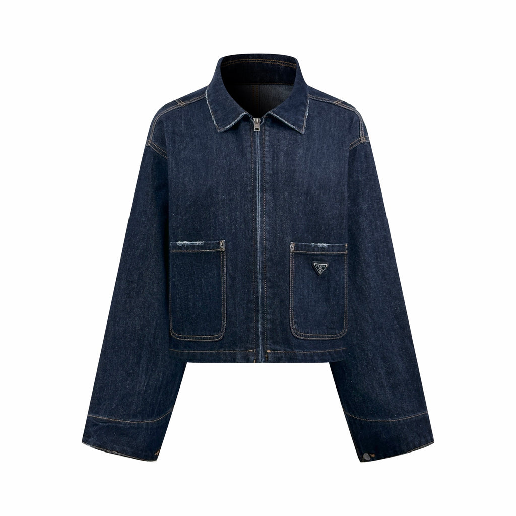 2026 Women's Triangle Brand Denim Washed Jacket (DD199)