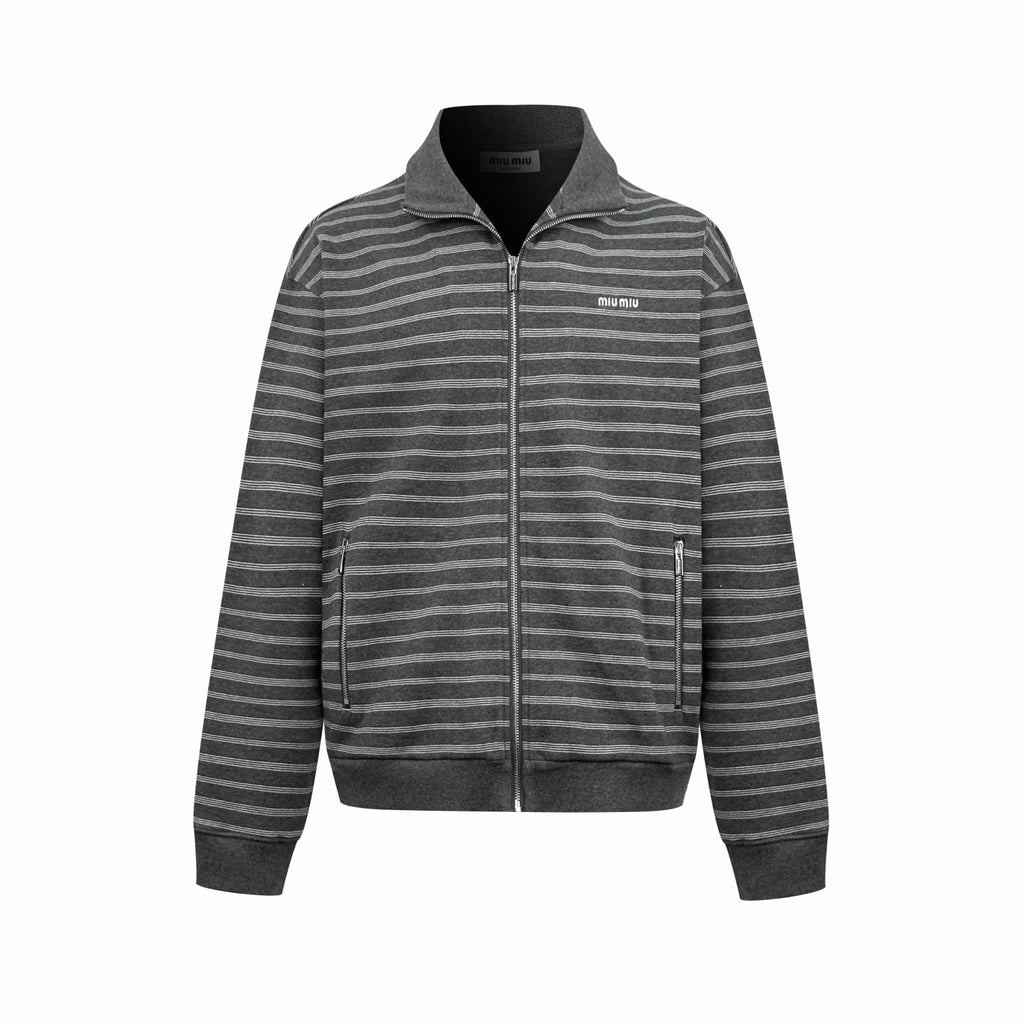 2026 Women's MM Logo Striped Zip-Up Coat (FF820)