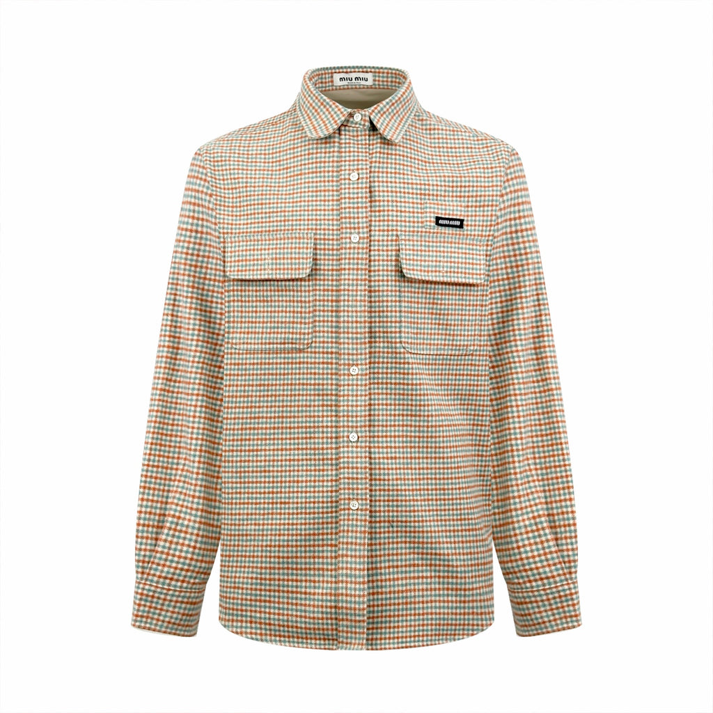 2026 Women's MM Logo Check Shirt Jacket (FF842)