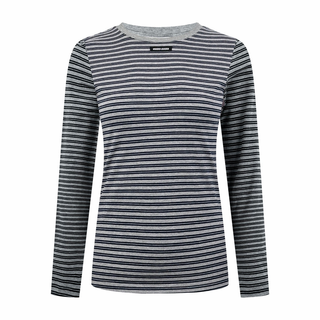 2026 Women's MM Logo Striped Long-Sleeved (FF844)