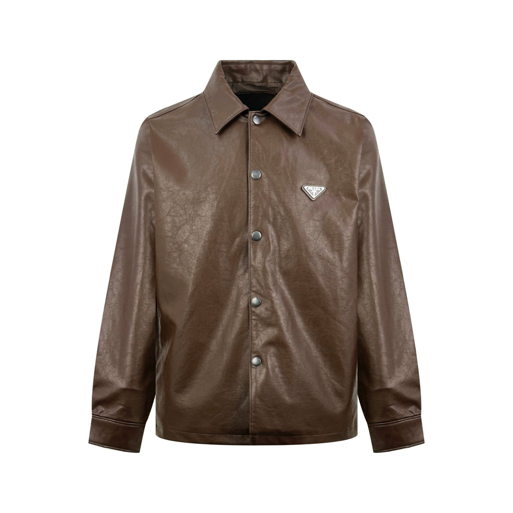 2026 New Model Triangle Brand Single Button Leather Jacket (CC7043-C05)