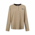 2026 Women's MM Logo Striped Henry Collar Long Sleeve (FF845)