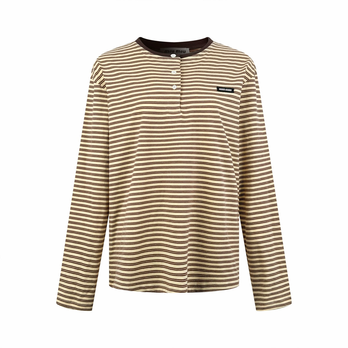 2026 Women's MM Logo Striped Henry Collar Long Sleeve (FF845)