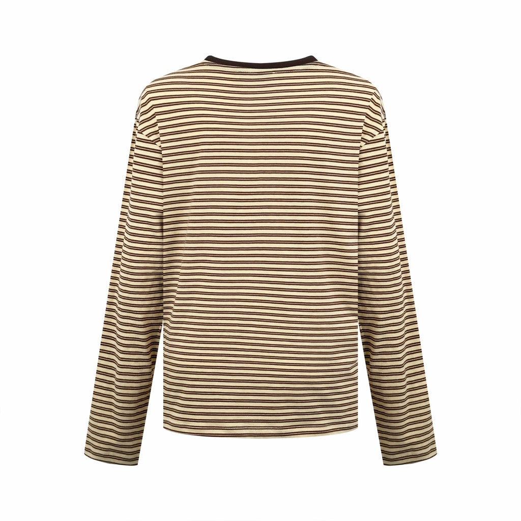 2026 Women's MM Logo Striped Henry Collar Long Sleeve (FF845)