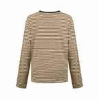2026 Women's MM Logo Striped Henry Collar Long Sleeve (FF845)