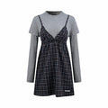 2026 Women's MM Logo Checkered Long-Sleeved Dress (FF848)