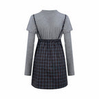 2026 Women's MM Logo Checkered Long-Sleeved Dress (FF848)