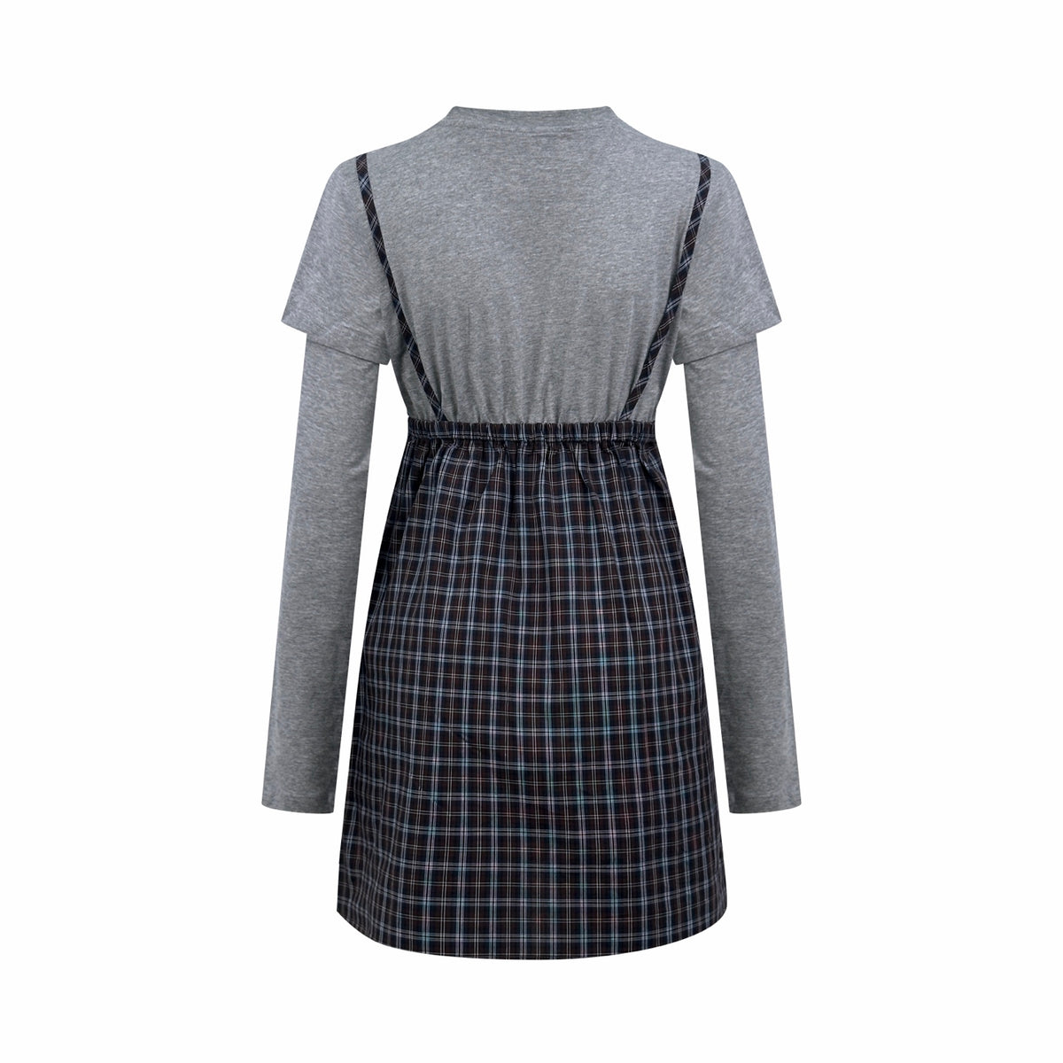 2026 Women's MM Logo Checkered Long-Sleeved Dress (FF848)