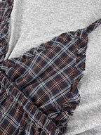 2026 Women's MM Logo Checkered Long-Sleeved Dress (FF848)