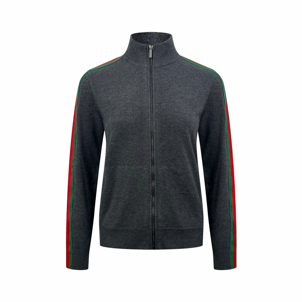 2026 Women's GU Color-Matched Striped Wool Coat (DD204)
