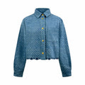 2026 Women's LY Label Full Print Denim Short Shirt (EE454)
