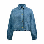 2026 Women's LY Label Full Print Denim Short Shirt (EE454)