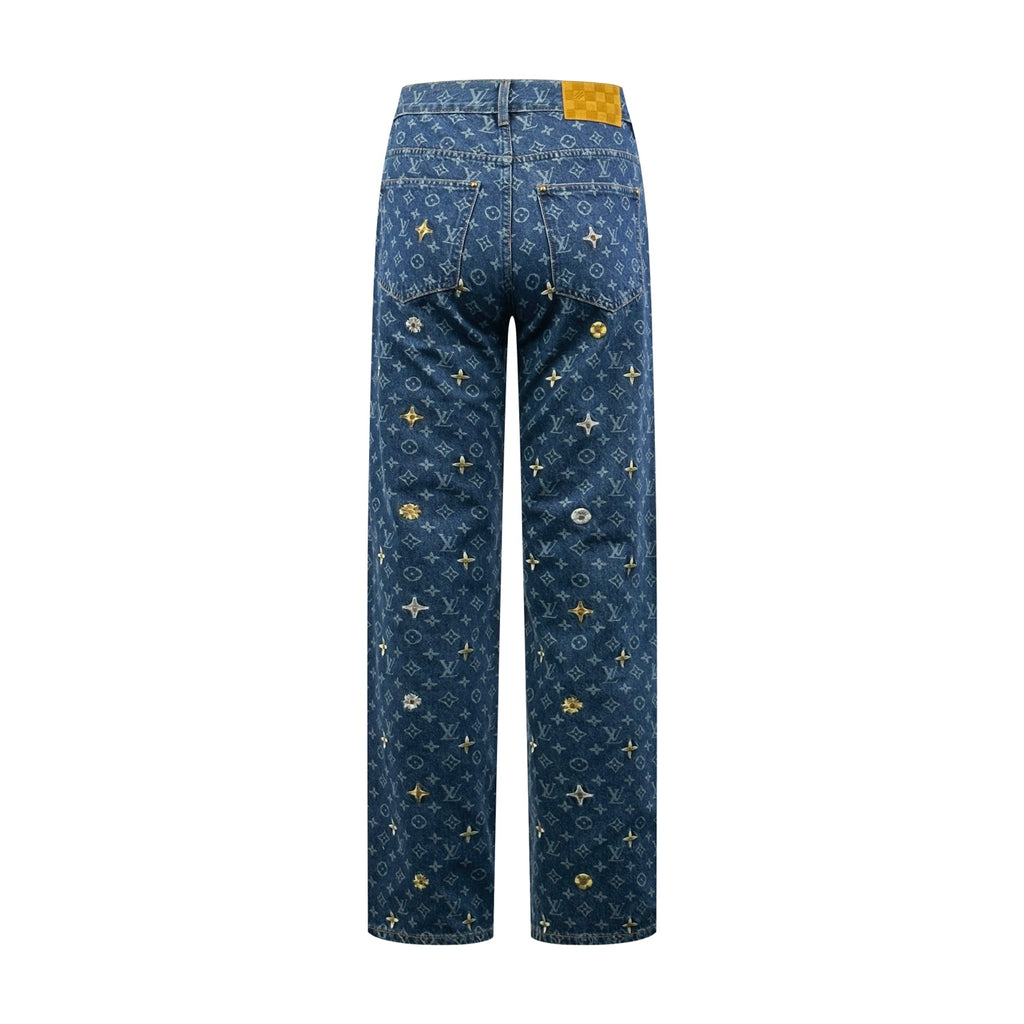 2026 New Model LY Full Embroidery Printed Denim Pants (BB909-C80)
