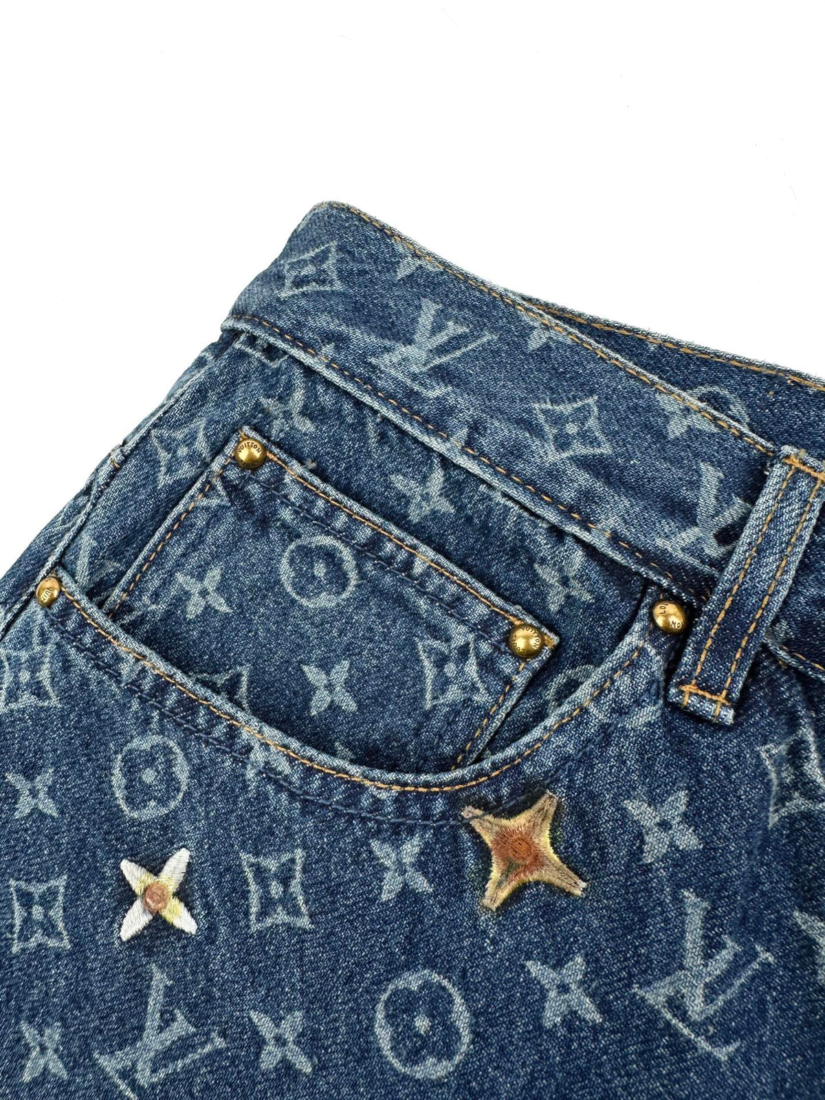 2026 New Model LY Full Embroidery Printed Denim Pants (BB909-C80)