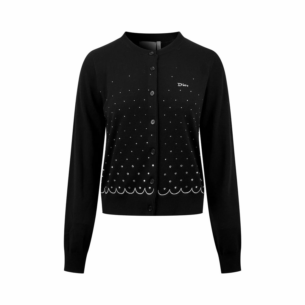 2026 Women's CD Embroidered Crystal Cardigan Sweater (DD198)
