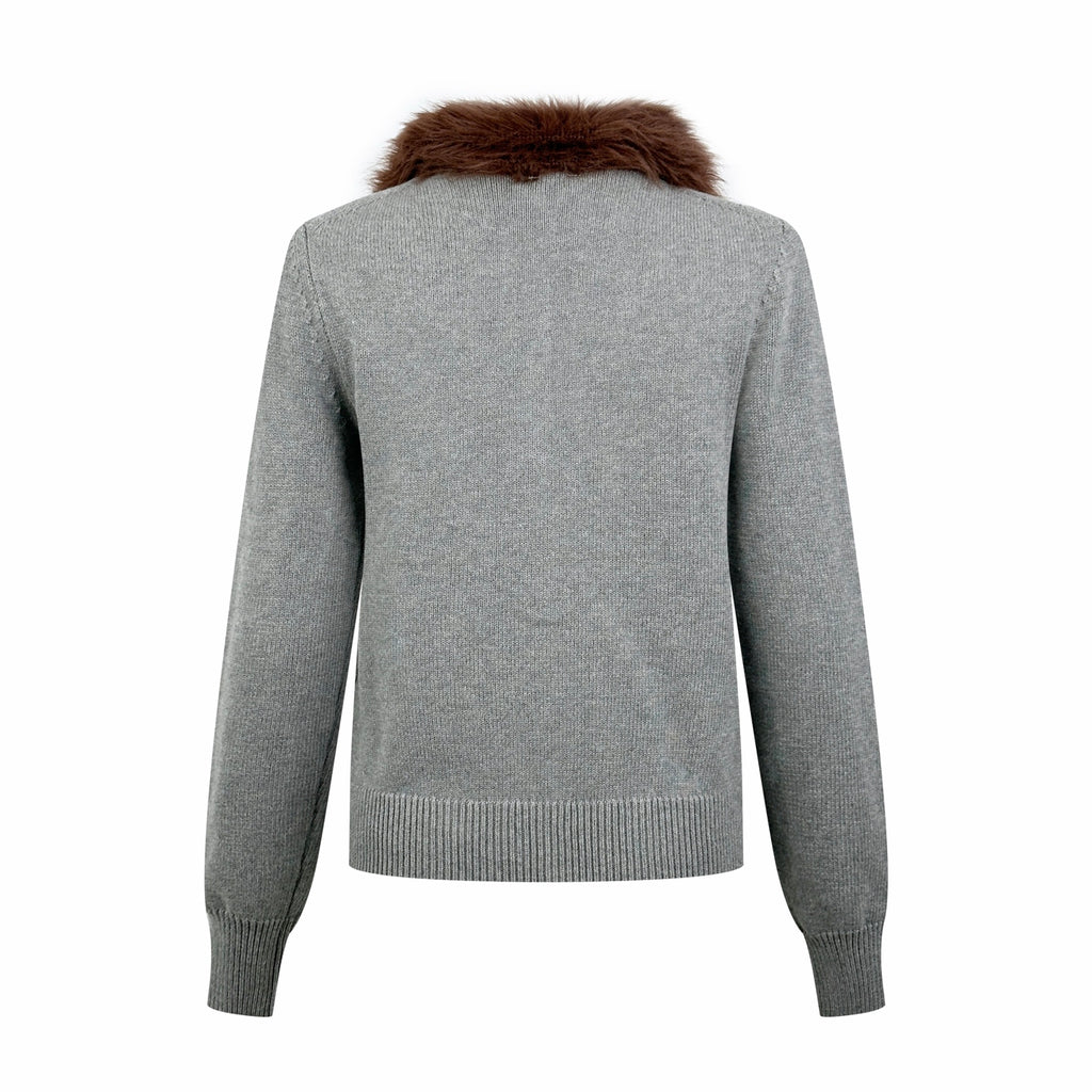 2026 Women's Way Embroidered Fur Coat Sweater (DD200)