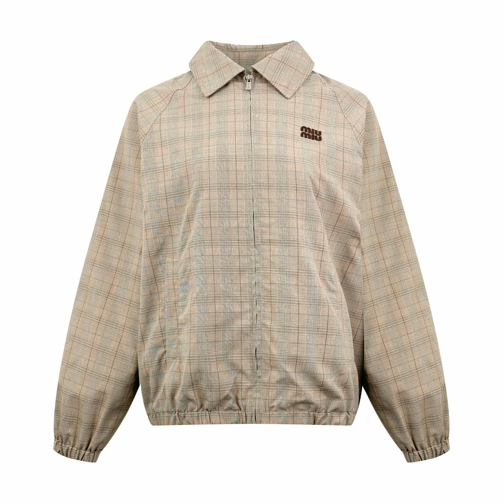 2026 Women's MM Logo Embroidered Plaid Coat (FF822)
